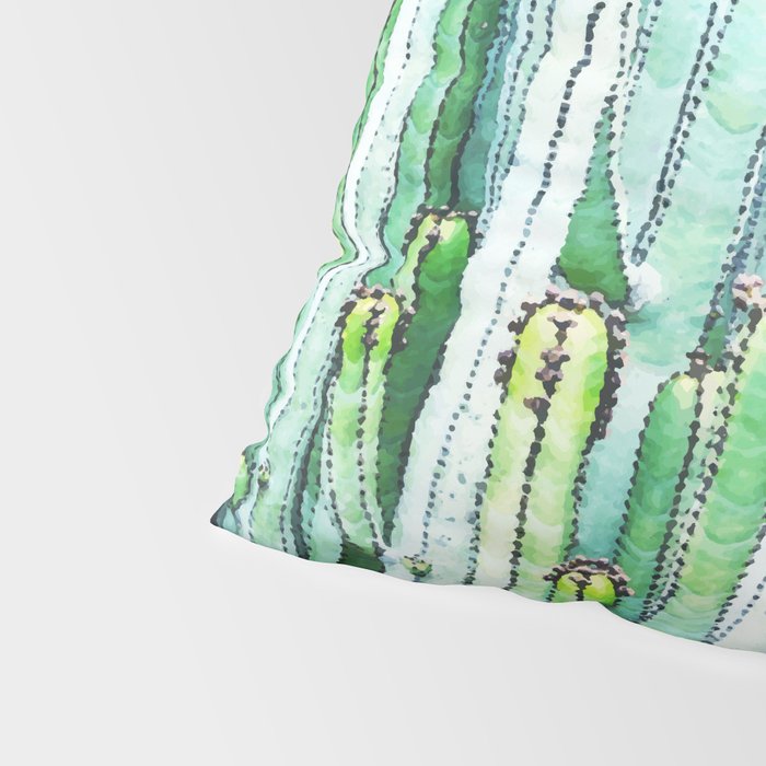 Lost Cactus, Watercolor Nature Painting, Botanical Neutral Illustration Minimal Drawing Jungle Pillow Sham Gallery Image 4