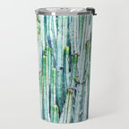 Lost Cactus, Watercolor Nature Painting, Botanical Neutral Illustration Minimal Drawing Jungle Travel Mug Gallery Image 2