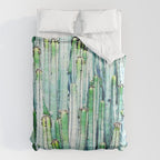 Lost Cactus, Watercolor Nature Painting, Botanical Neutral Illustration Minimal Drawing Jungle Duvet Cover Gallery Image 6