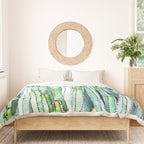 Lost Cactus, Watercolor Nature Painting, Botanical Neutral Illustration Minimal Drawing Jungle Duvet Cover Gallery Image 3