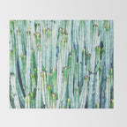 Lost Cactus, Watercolor Nature Painting, Botanical Neutral Illustration Minimal Drawing Jungle Throw Blanket Gallery Image 2