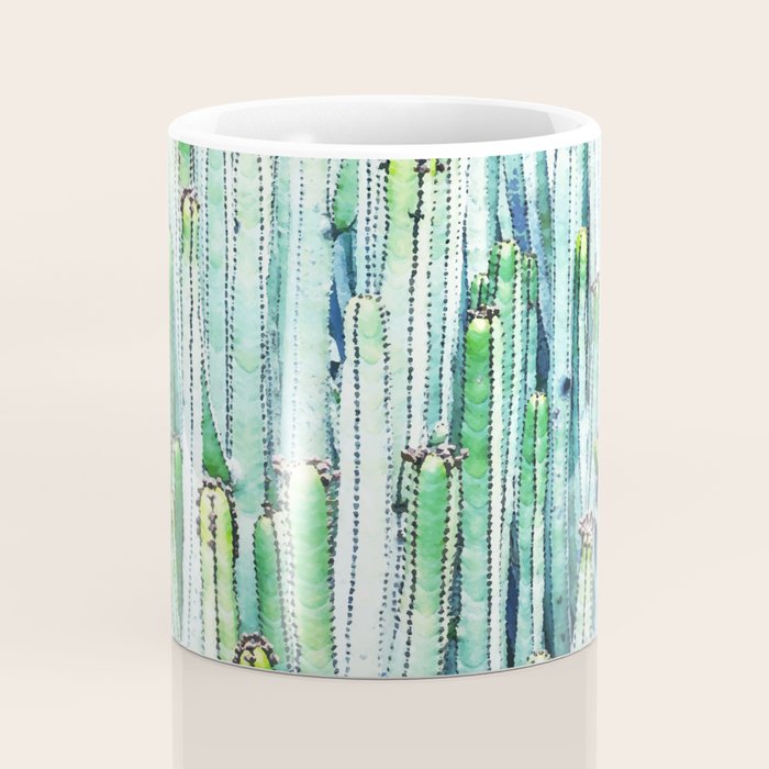 Lost Cactus, Watercolor Nature Painting, Botanical Neutral Illustration Minimal Drawing Jungle Coffee Mug Gallery Image 4