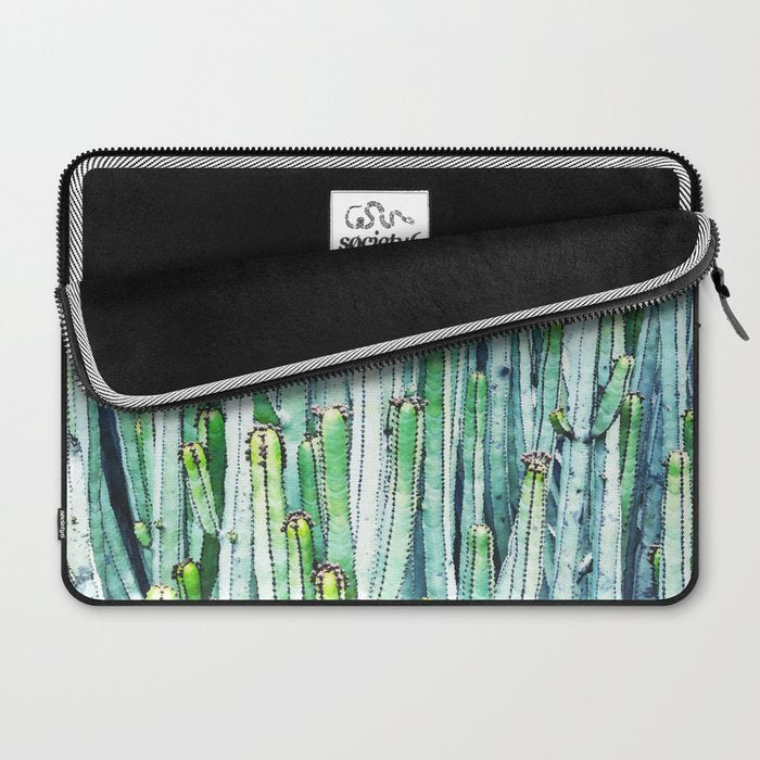 Lost Cactus, Watercolor Nature Painting, Botanical Neutral Illustration Minimal Drawing Jungle Laptop Sleeve Gallery Image 2