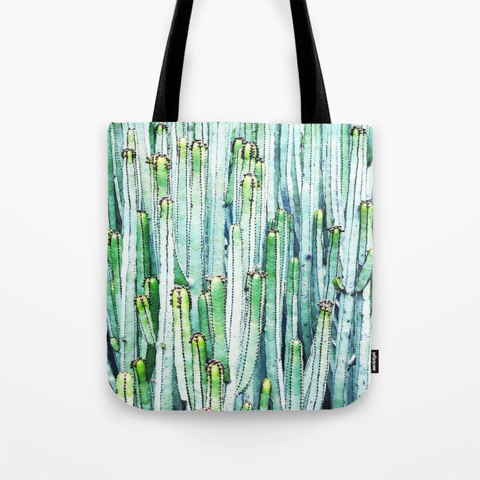 Lost Cactus, Watercolor Nature Painting, Botanical Neutral Illustration Minimal Drawing Jungle Tote Bag Gallery Image 1