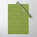 Playful Doodled Blooms Pattern - Green Wrapping Paper Gallery Image 1