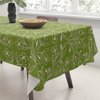 Playful Doodled Blooms Pattern - Green Tablecloth Gallery Image 3