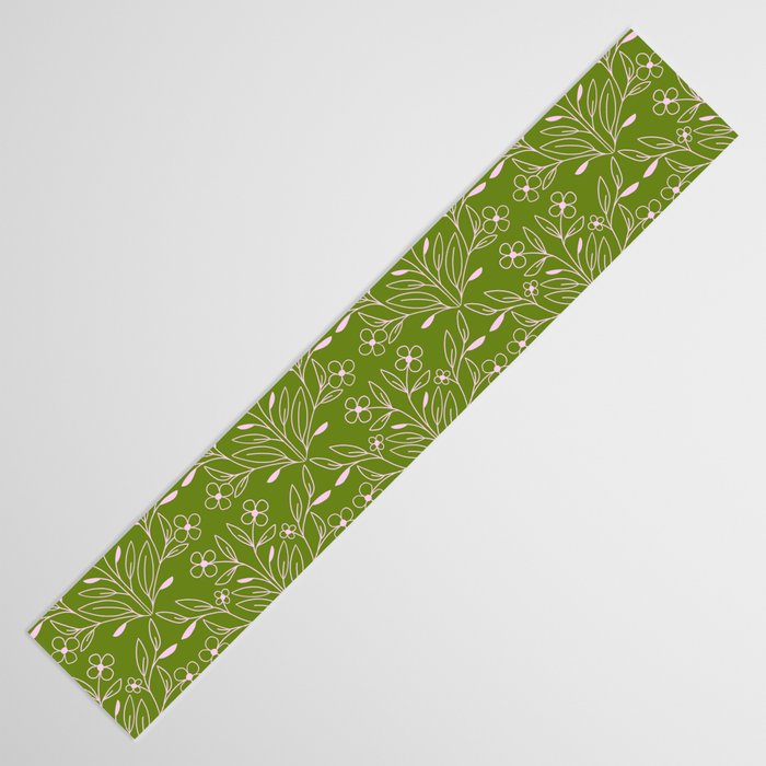 Playful Doodled Blooms Pattern - Green Table Runner Gallery Image 3
