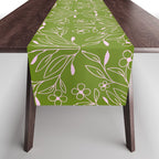 Playful Doodled Blooms Pattern - Green Table Runner Gallery Image 1
