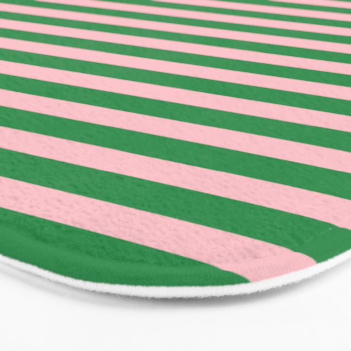 Narrow Stripes Green and Pink Pattern Bath Mat Gallery Image 3