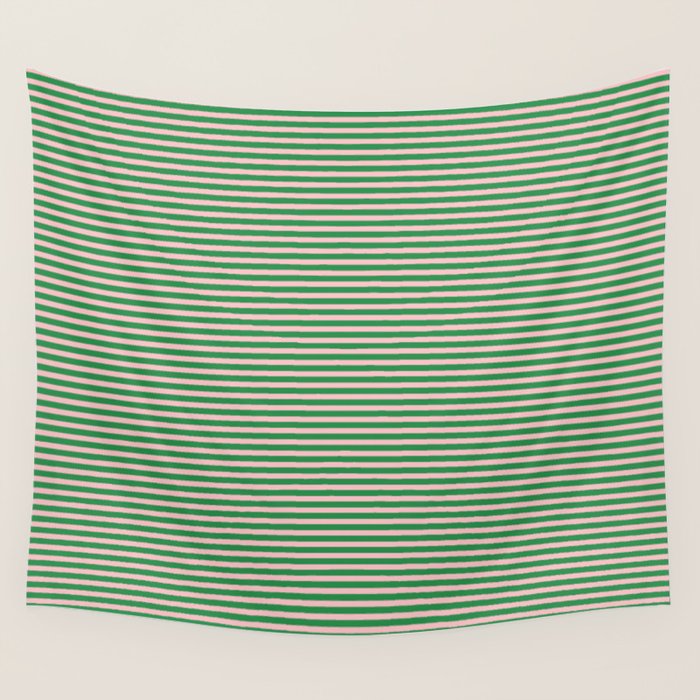 Narrow Stripes Green and Pink Pattern Wall Tapestry Gallery Image 4