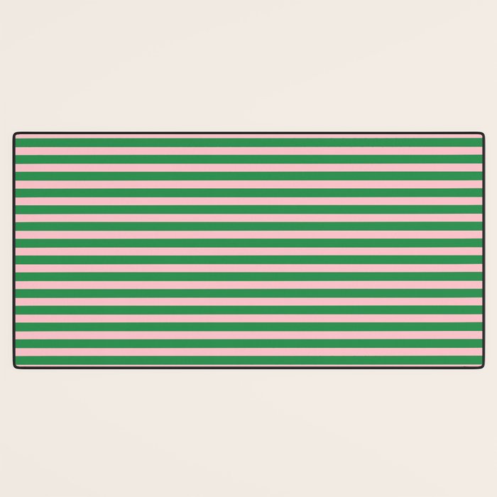 Narrow Stripes Green and Pink Pattern Desk Mat Gallery Image 3