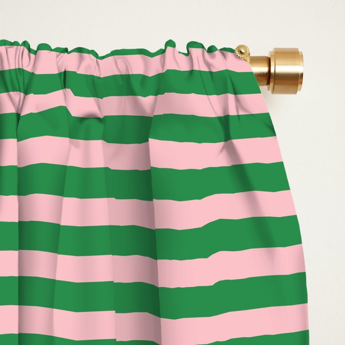 Narrow Stripes Green and Pink Pattern Window Curtain Gallery Image 2