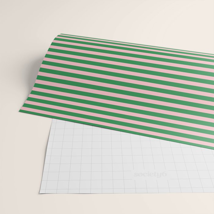 Narrow Stripes Green and Pink Pattern Wrapping Paper Gallery Image 2