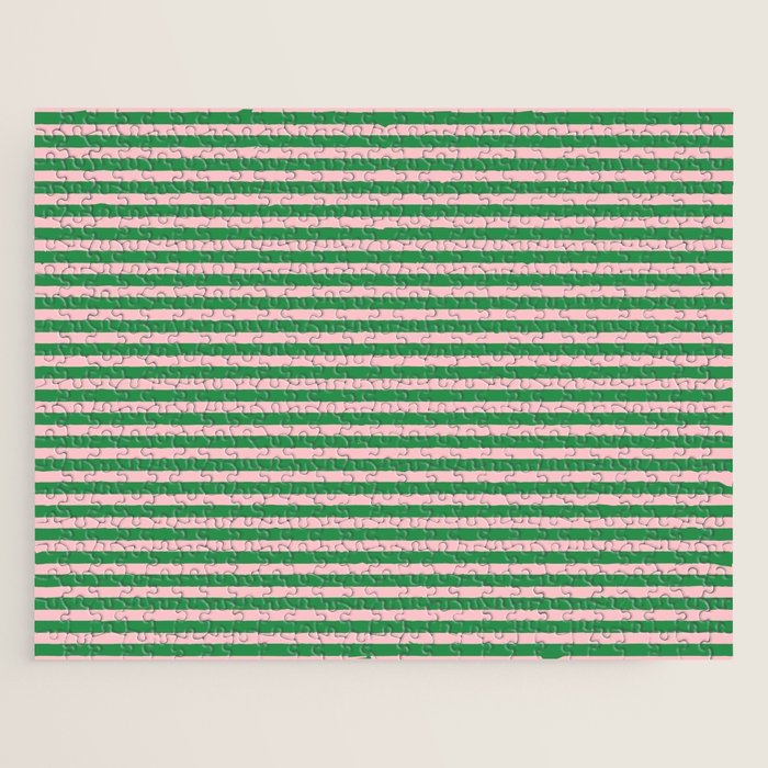 Narrow Stripes Green and Pink Pattern Jigsaw Puzzle Gallery Image 1