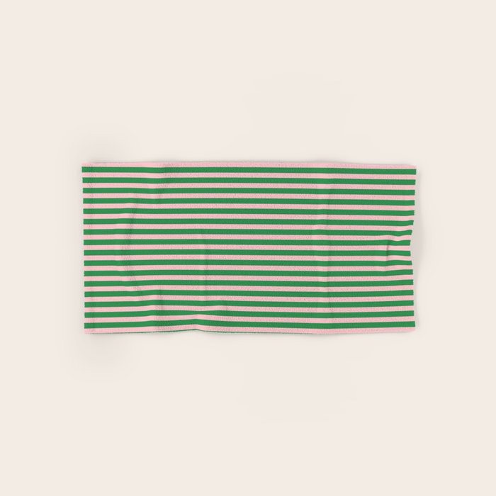 Narrow Stripes Green and Pink Pattern Bath Towel Gallery Image 1