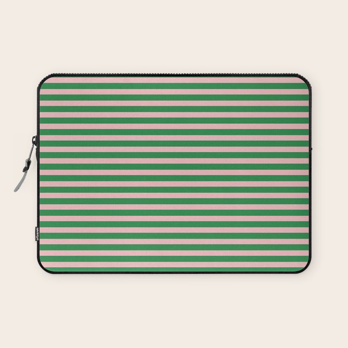 Narrow Stripes Green and Pink Pattern Laptop Sleeve Gallery Image 1