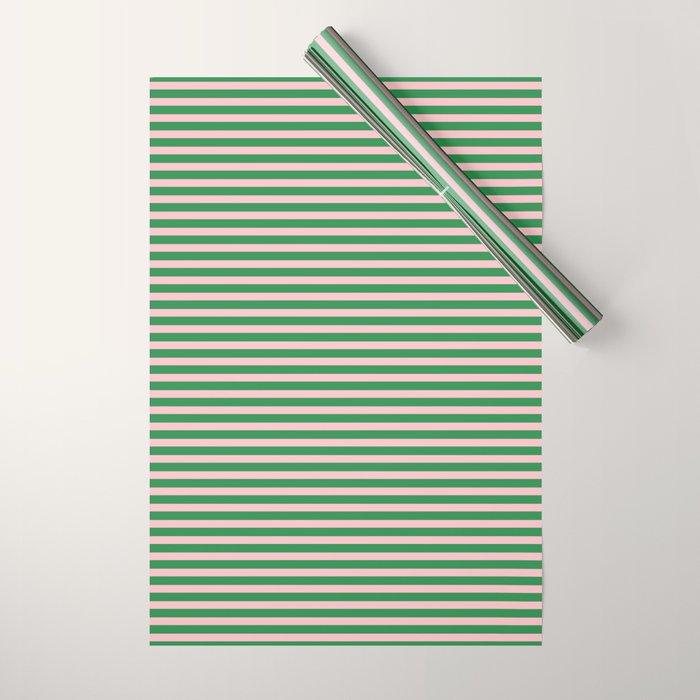 Narrow Stripes Green and Pink Pattern Wrapping Paper Gallery Image 1