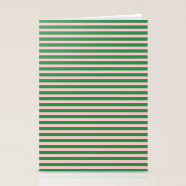 Narrow Stripes Green and Pink Pattern Stationery Card Gallery Image 2