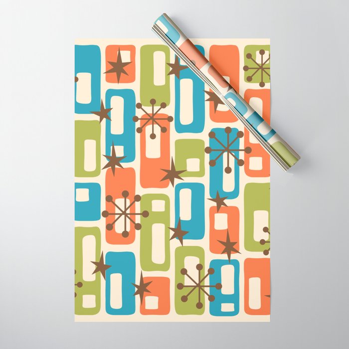 Mid Century Modern Atomic Sparkles 239 Wrapping Paper Gallery Image 1