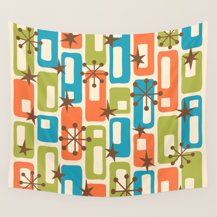 Mid Century Modern Atomic Sparkles 239 Wall Tapestry Gallery Image 4