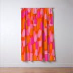 Abstract, Paint Brush Stroke, Pink and Orange  Window Curtain Gallery Image 3