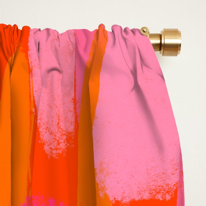 Abstract, Paint Brush Stroke, Pink and Orange  Window Curtain Gallery Image 2