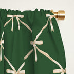 Bows & Ribbons Pattern XXV Dark Forest Green Window Curtain Gallery Image 2