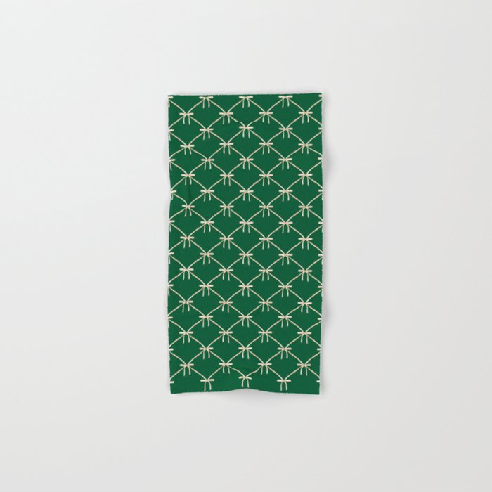 Bows & Ribbons Pattern XXV Dark Forest Green Bath Towel Gallery Image 1