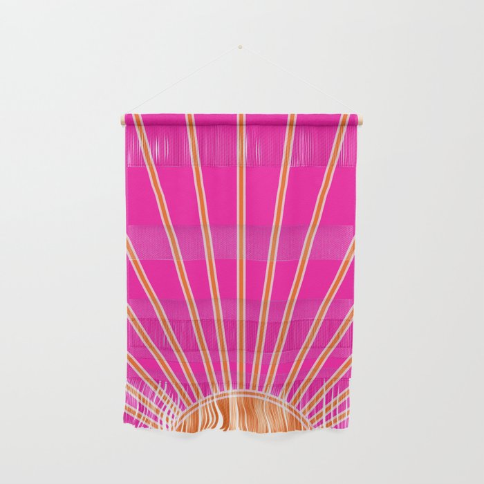 Sun Print Sunrise Hot Pink And Orange Sunshine Retro Sun Wall Art Vintage Boho Abstract Modern Decor Wall Hanging Gallery Image 1