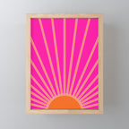 Sun Print Sunrise Hot Pink And Orange Sunshine Retro Sun Wall Art Vintage Boho Abstract Modern Decor Mini Art Print Gallery Image 1