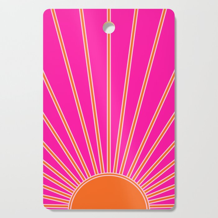 Sun Print Sunrise Hot Pink And Orange Sunshine Retro Sun Wall Art Vintage Boho Abstract Modern Decor Cutting Board Gallery Image 1