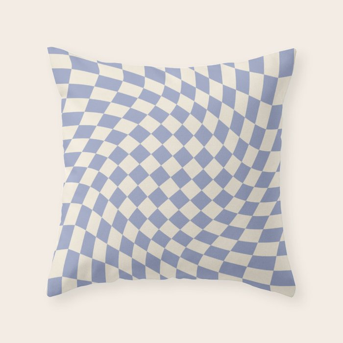 Sky Blue Checker Throw Pillow Gallery Image 1