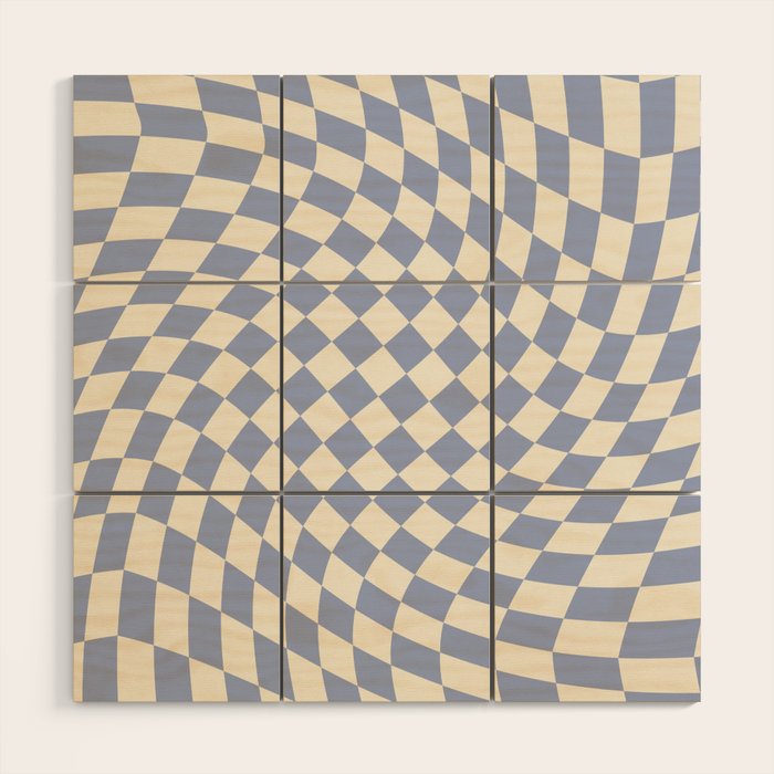 Sky Blue Checker Wood Wall Art Gallery Image 1