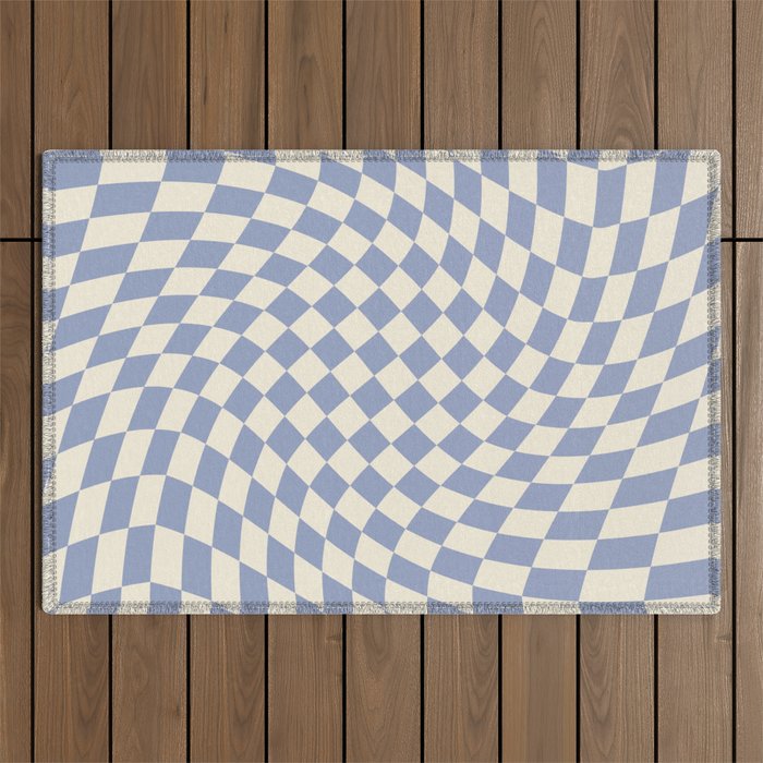 Sky Blue Checker Outdoor Rug Gallery Image 1