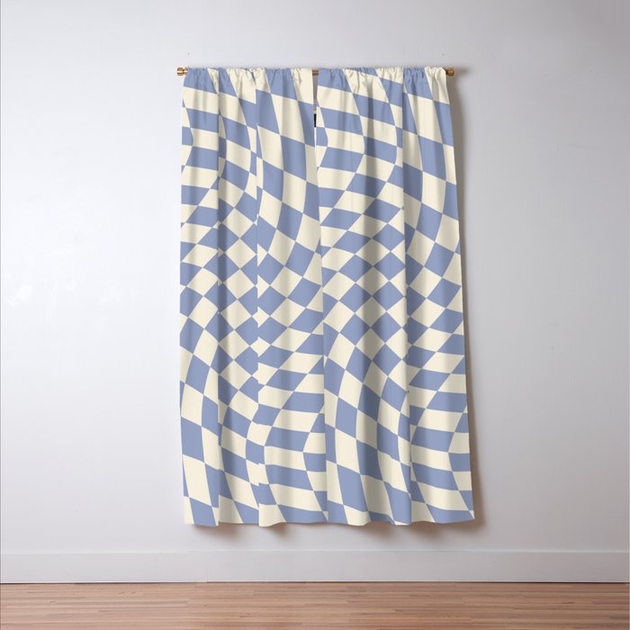 Sky Blue Checker Window Curtain Gallery Image 3