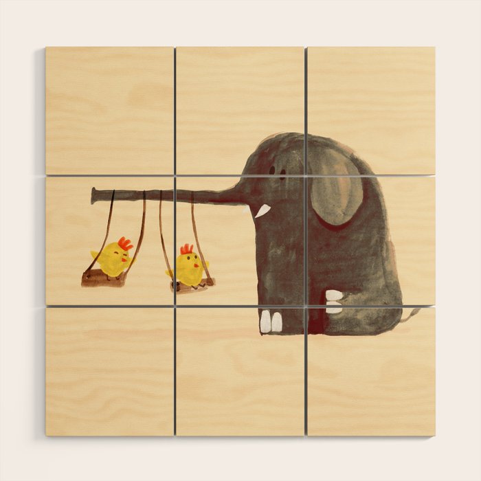 Elephant Swing Wood Wall Art Gallery Image 1