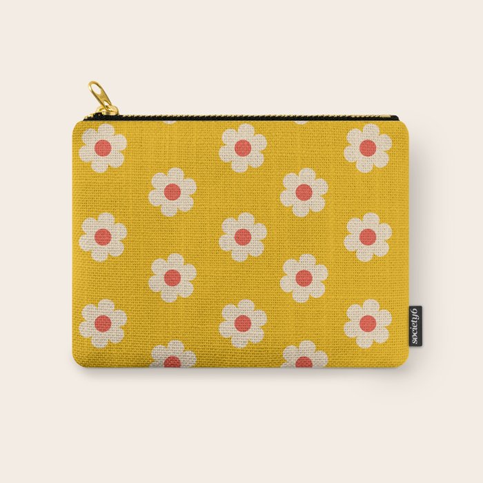 Yellow, Pink and Cream Daisy Flower Carry All Pouch Gallery Image 1