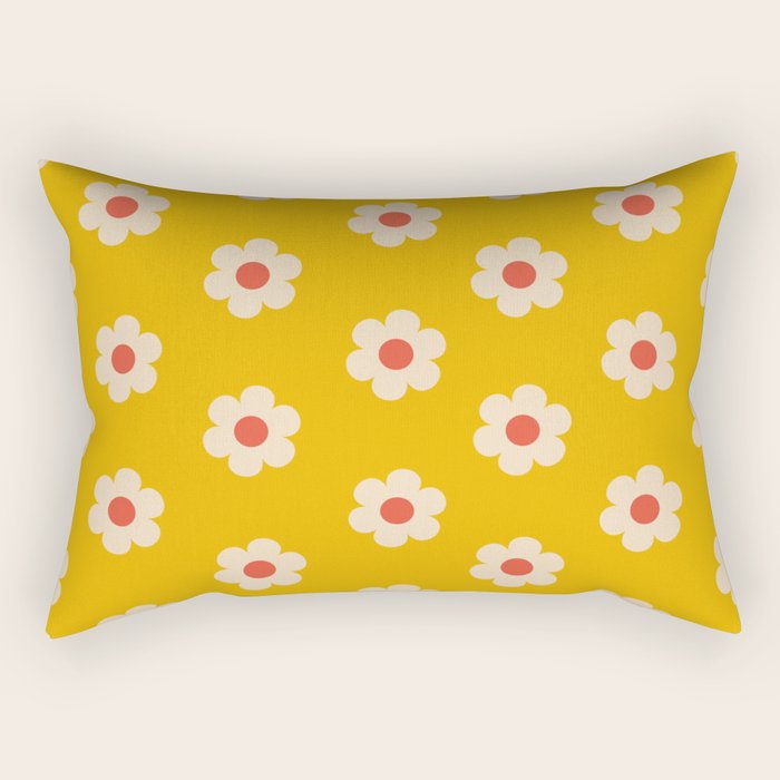 Yellow, Pink and Cream Daisy Flower Rectangular Pillow Gallery Image 1