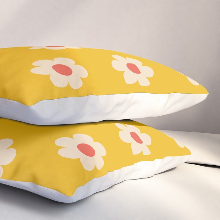 Yellow, Pink and Cream Daisy Flower Pillow Sham Gallery Image 3