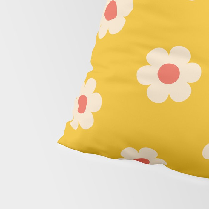 Yellow, Pink and Cream Daisy Flower Pillow Sham Gallery Image 4