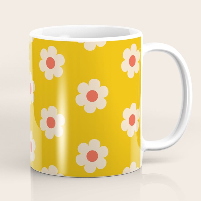 Yellow, Pink and Cream Daisy Flower Coffee Mug Gallery Image 1