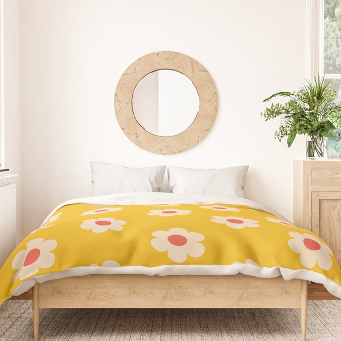 Yellow, Pink and Cream Daisy Flower Duvet Cover Gallery Image 3