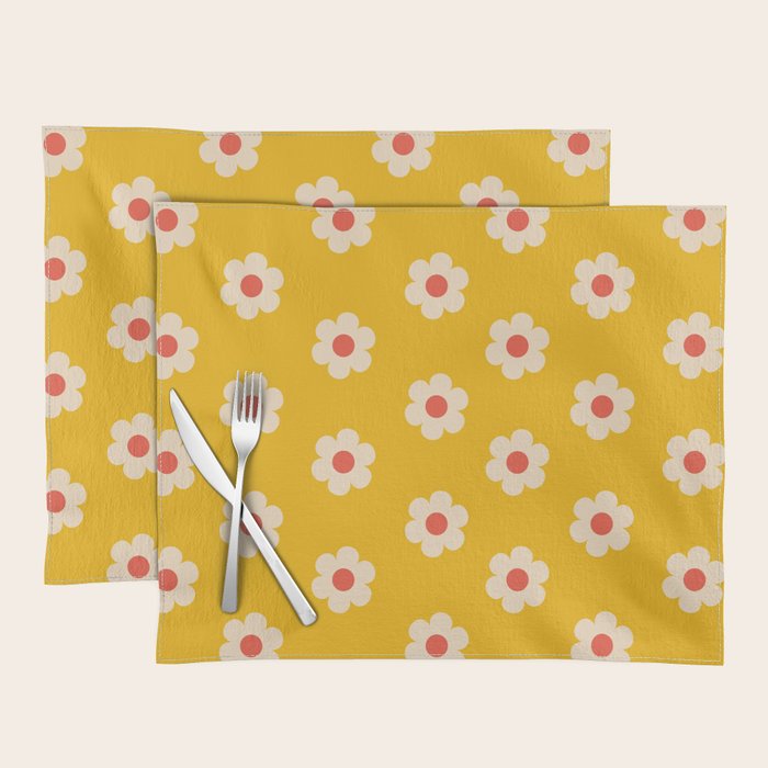 Yellow, Pink and Cream Daisy Flower Placemat Gallery Image 1