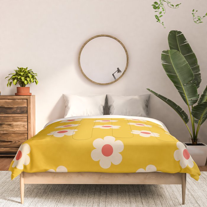 Yellow, Pink and Cream Daisy Flower Comforter Gallery Image 3
