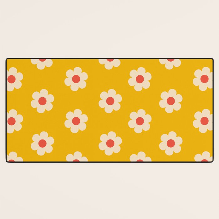 Yellow, Pink and Cream Daisy Flower Desk Mat Gallery Image 3