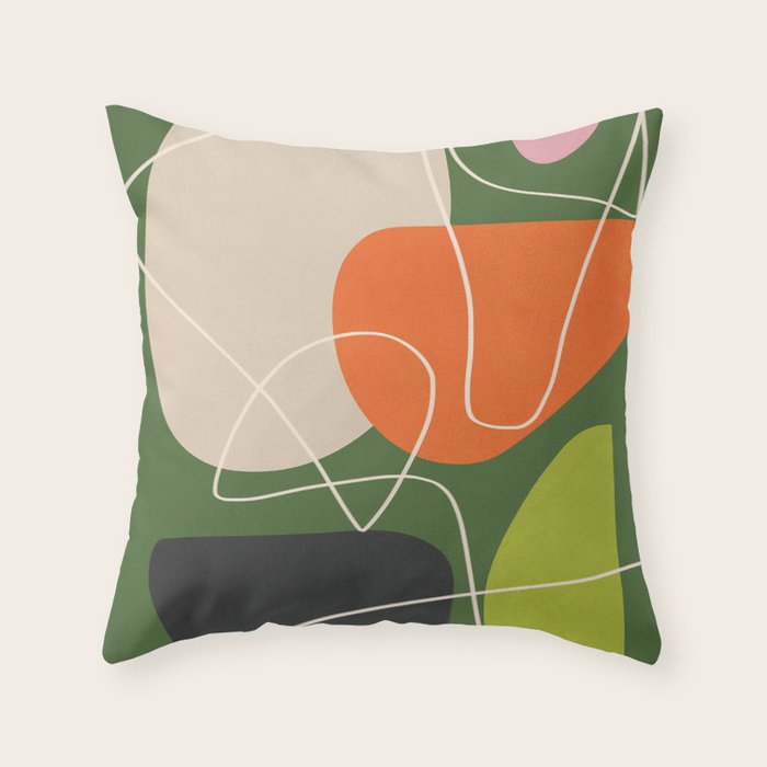 Minimal Colorful Abstract Shapes 10 Throw Pillow Gallery Image 1