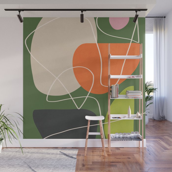 Minimal Colorful Abstract Shapes 10 Wall Mural Gallery Image 1