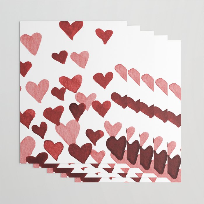 Valentine's Day Watercolor Hearts - red Wrapping Paper Gallery Image 3