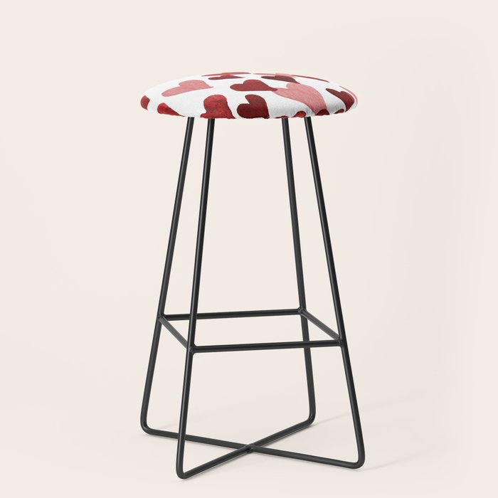 Valentine's Day Watercolor Hearts - red Stool