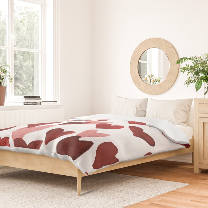 Valentine's Day Watercolor Hearts - red Duvet Cover Gallery Image 2